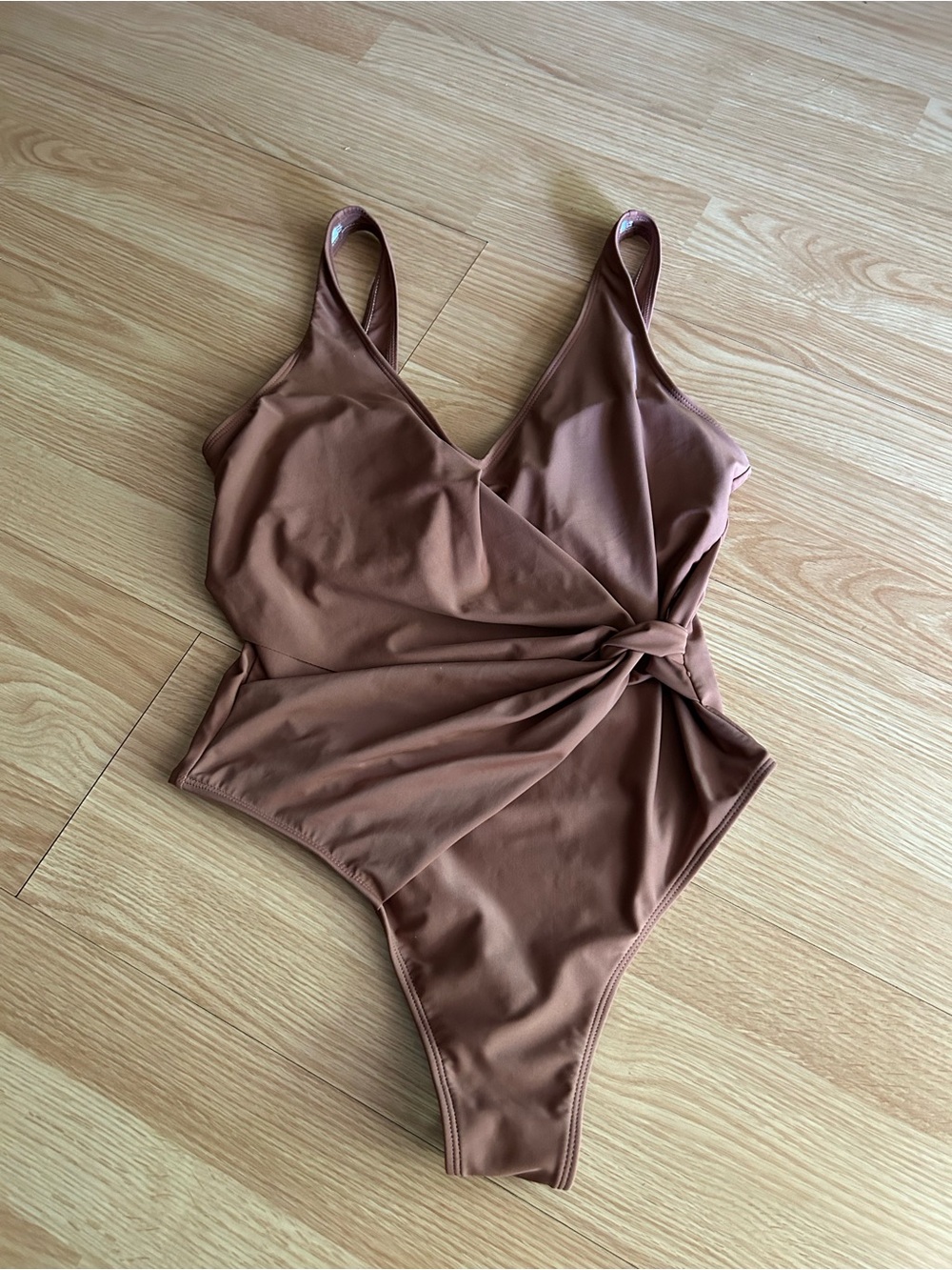 Women’s Brown Twist High One Piece Bikini Large